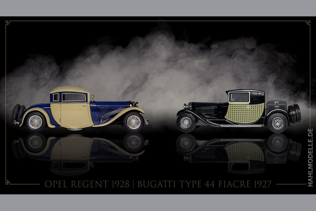 Modellauto Opel | hahlmodelle.de | Regent (und Bugatti Type 44 Fiacre)