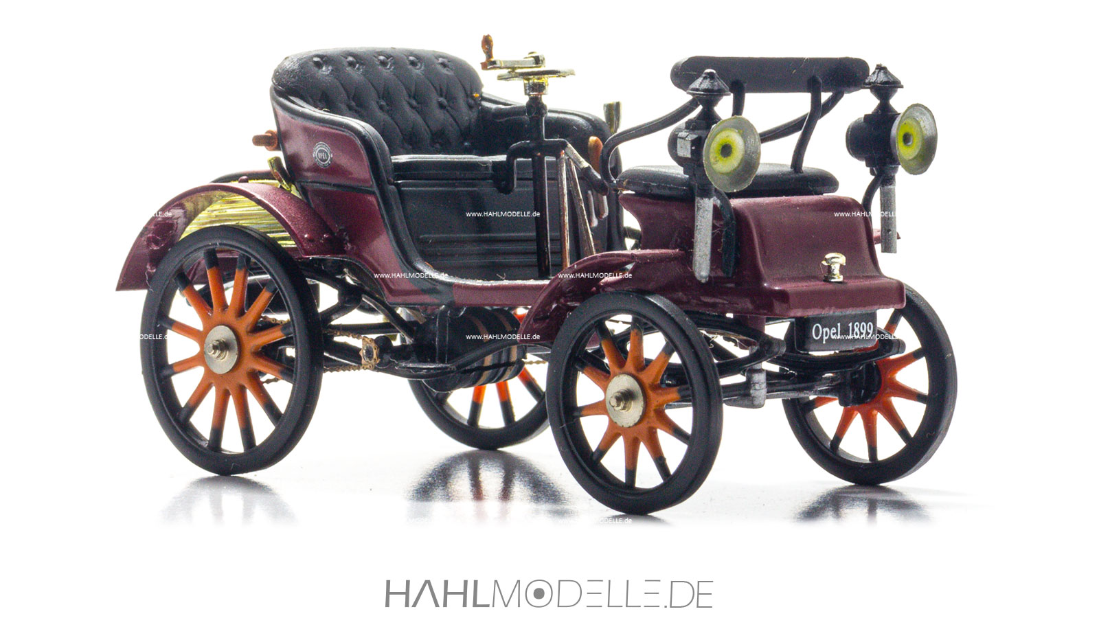 Opel Patentmotorwagen „System Lutzmann“, Zweisitzer Vis-à-vis (mit zwei Notsitzen), rot, Vitesse, hahlmodelle.de