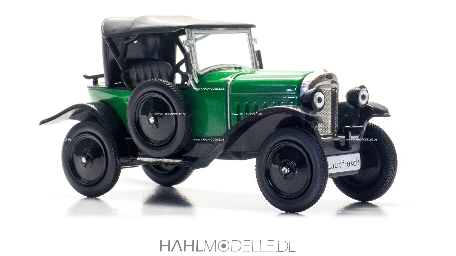 Opel 4/12 PS „Laubfrosch“, Zweisitzer, grün-schwarz, Ixo, hahlmodelle.de