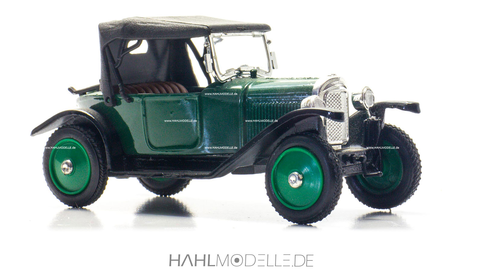 Opel 4/12 PS „Laubfrosch“, Zweisitzer, grün-schwarz, Eligor, hahlmodelle.de