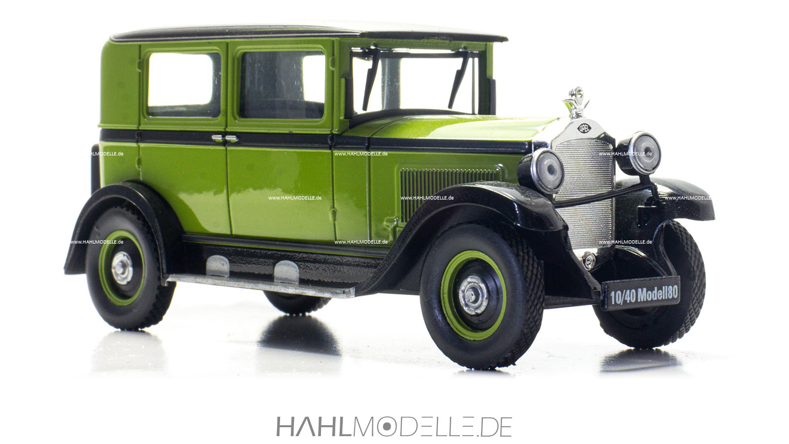 Opel 10/40 PS, Limousine, grün-schwarz, Ixo, hahlmodelle.de