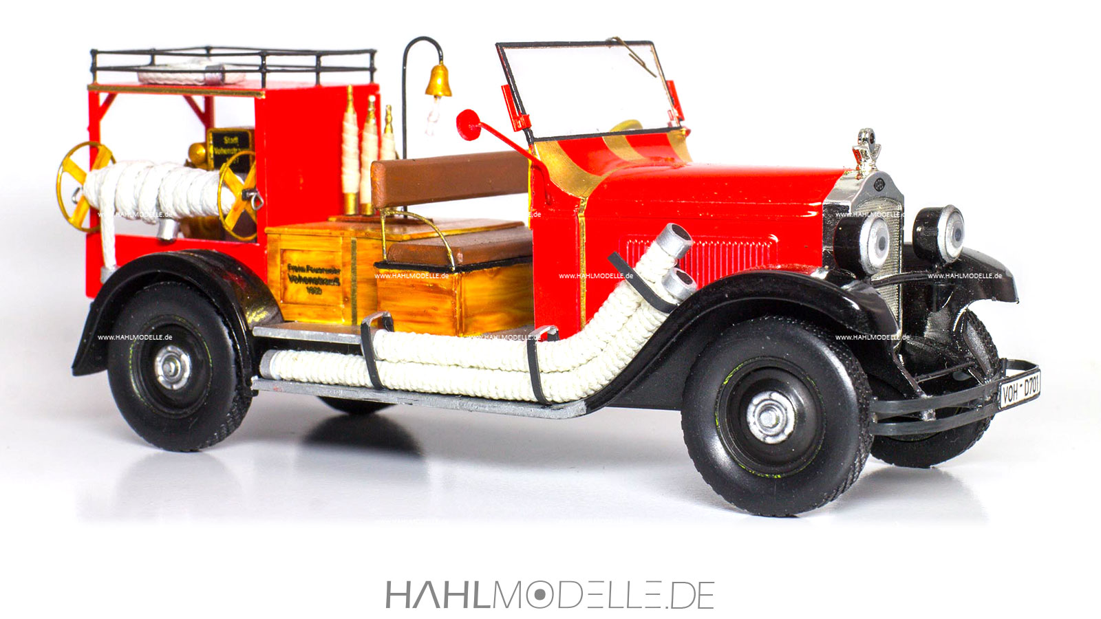 Opel 10/40 PS, TSF Feuerwehr Vohenstrauß, rot, Code-3 (Basis Ixo), hahlmodelle.de