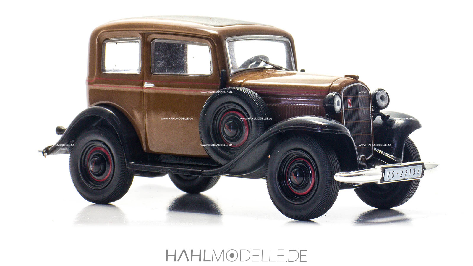 Opel P4 Spezial-Limousine, braun-schwarz, Ixo, hahlmodelle.de