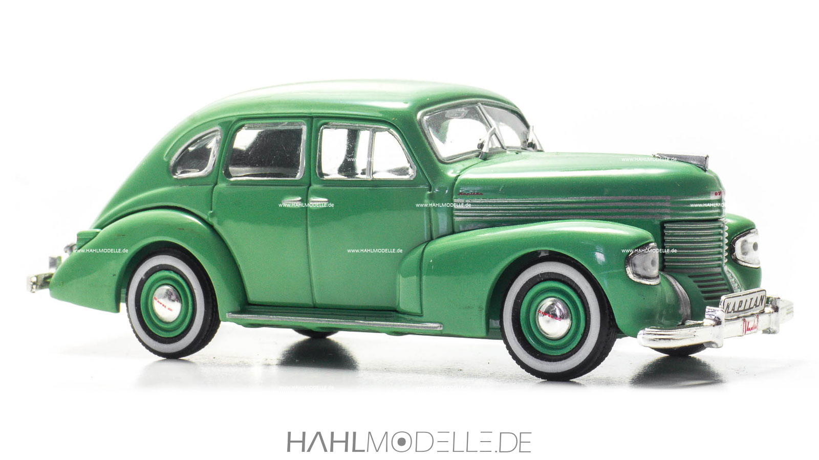 Opel Kapitän 1938 Limousine, grün, Ixo, hahlmodelle.de