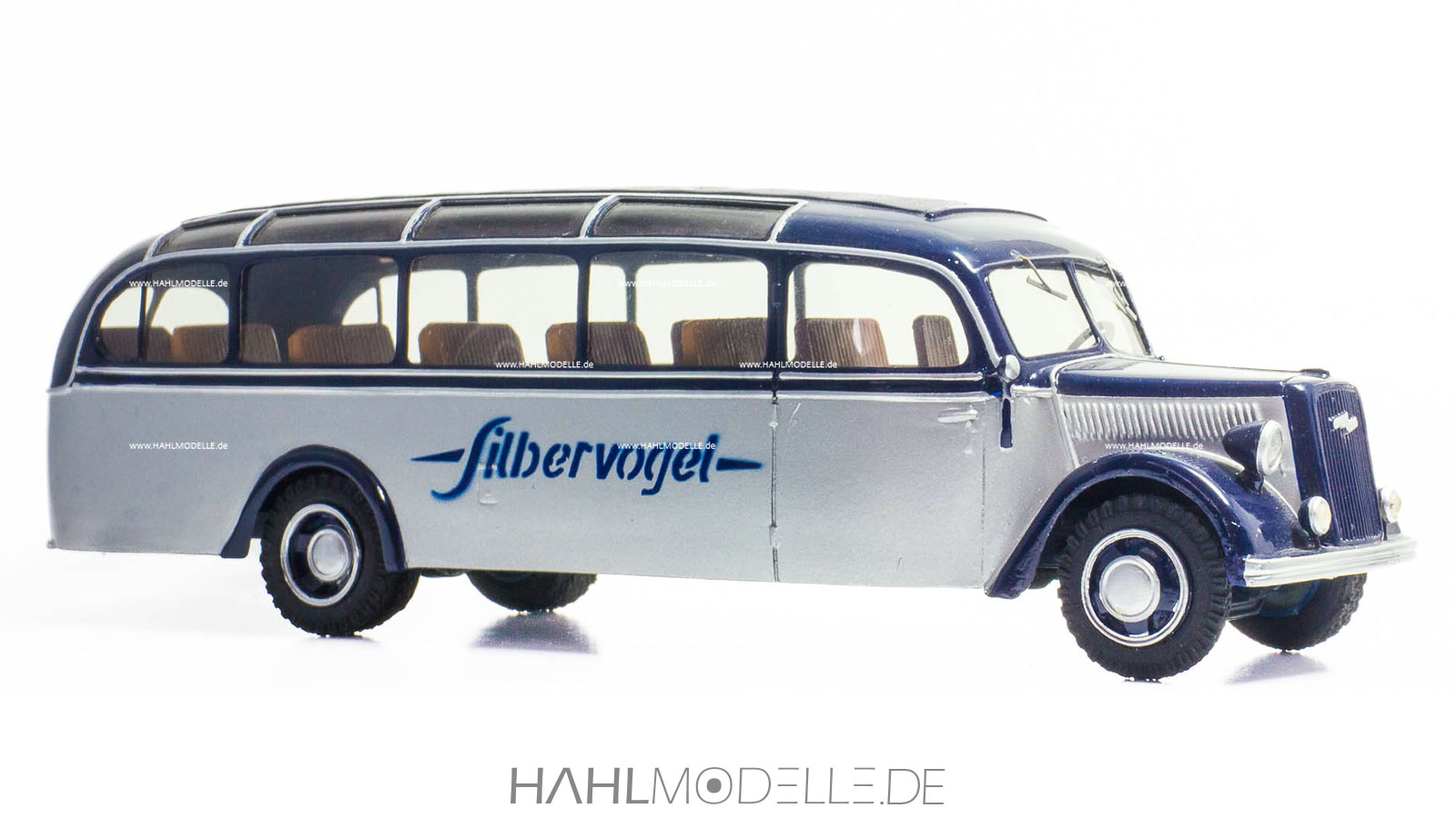 Opel Blitz 3 to Typ 3,6-47 NR, Bus „Ludewig Eleganz“ (Ludewig), silber-blau, Vector Models, hahlmodelle.de