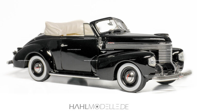 Opel Kapitän 1938 Cabriolet (Hebmüller), schwarz, Neo Scale Models, hahlmodelle.de