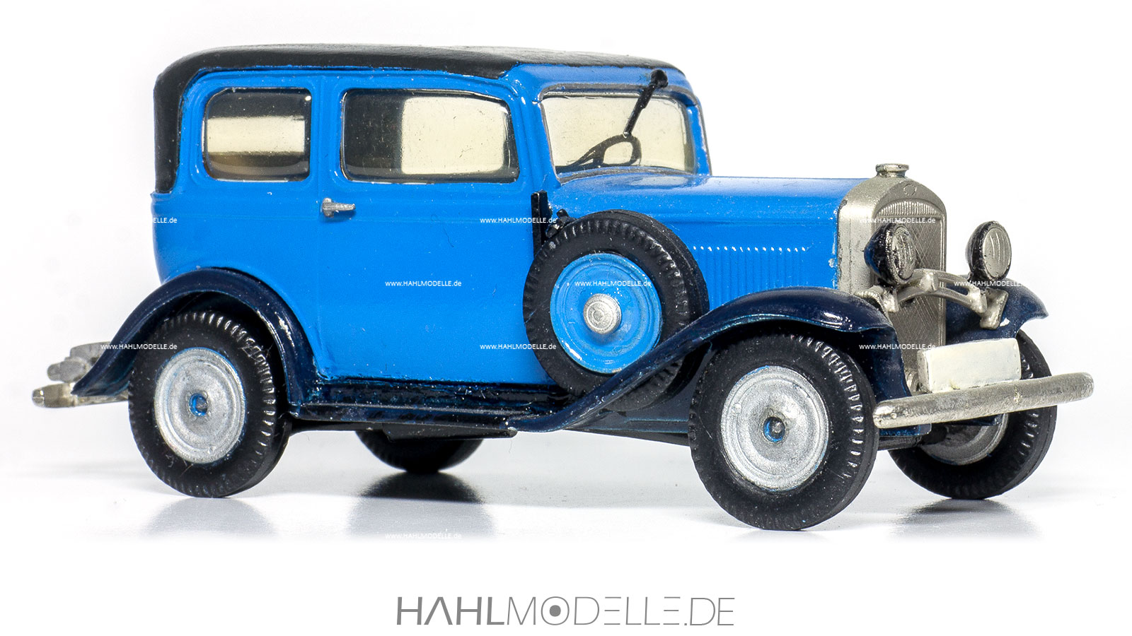 Opel 1,2 Liter Cabrio-Limousine, blau-schwarz, Plumbies, hahlmodelle.de