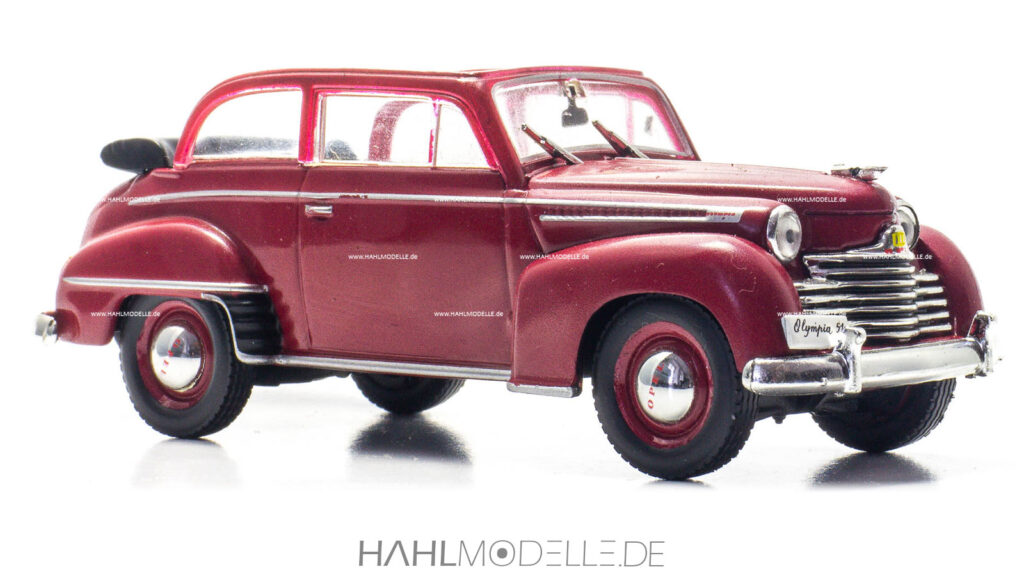 Opel Olympia 1951, Cabrio-Limousine, rot, Ixo, hahlmodelle.de