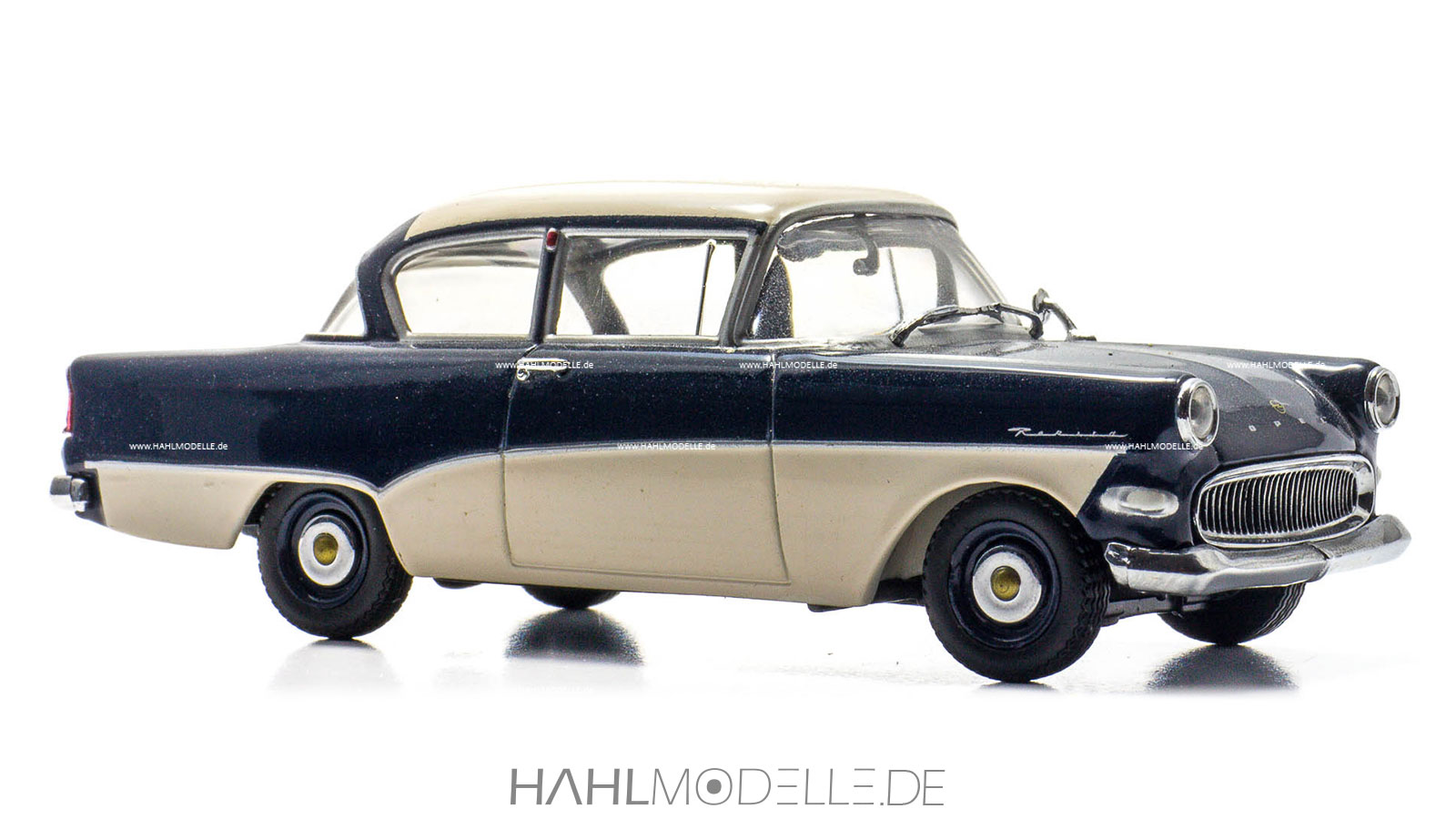 Opel Olympia Rekord P1 ("Opel Rekord Ascona"), Limousine, blau/weiß, Minichamps, hahlmodelle.de