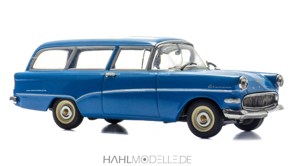 Opel Olympia Rekord P1, CarAVan, Kombi, blau/weiß, Minichamps, hahlmodelle.de