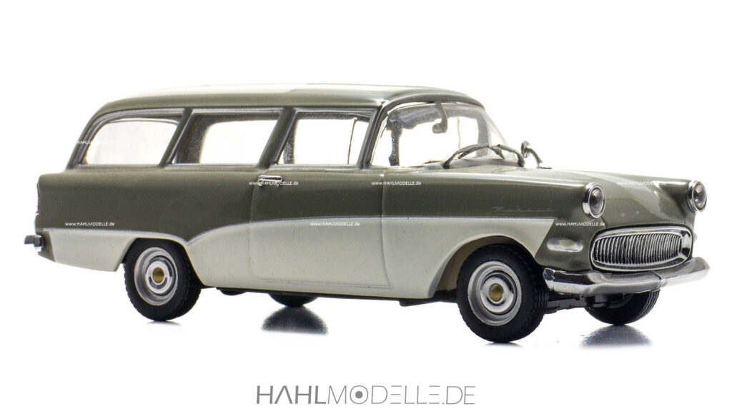 Opel Olympia Rekord P1, CarAVan, Kombi, grau/weiß, Minichamps, hahlmodelle.de