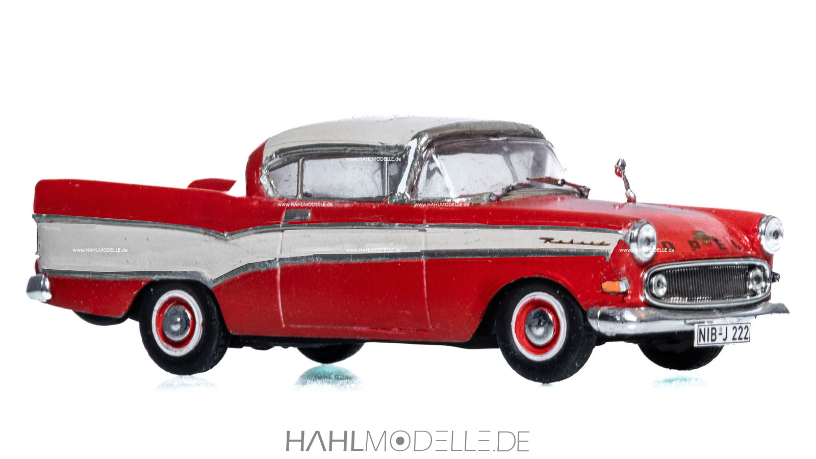 Opel Olympia Rekord P1, Coupé (Autenrieth), rot/weiß, Code-3 (Basis: Ixo), hahlmodelle.de