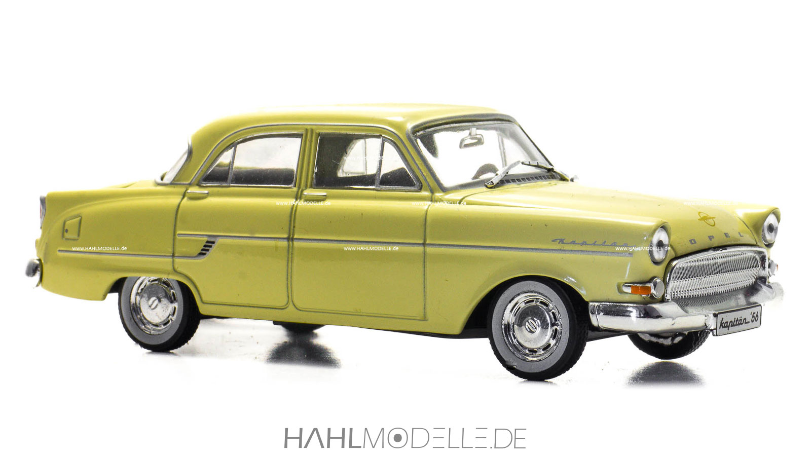 Opel Kapitän '56, Limousine, gelb, Ixo, hahlmodelle.de