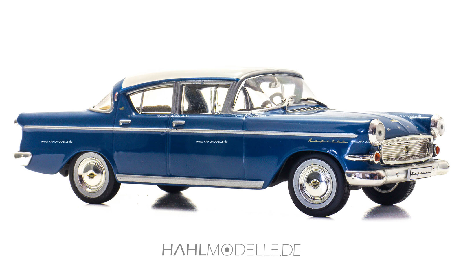 Opel Kapitän P 2,5, Limousine, blau/weiß, Ixo, hahlmodelle.de