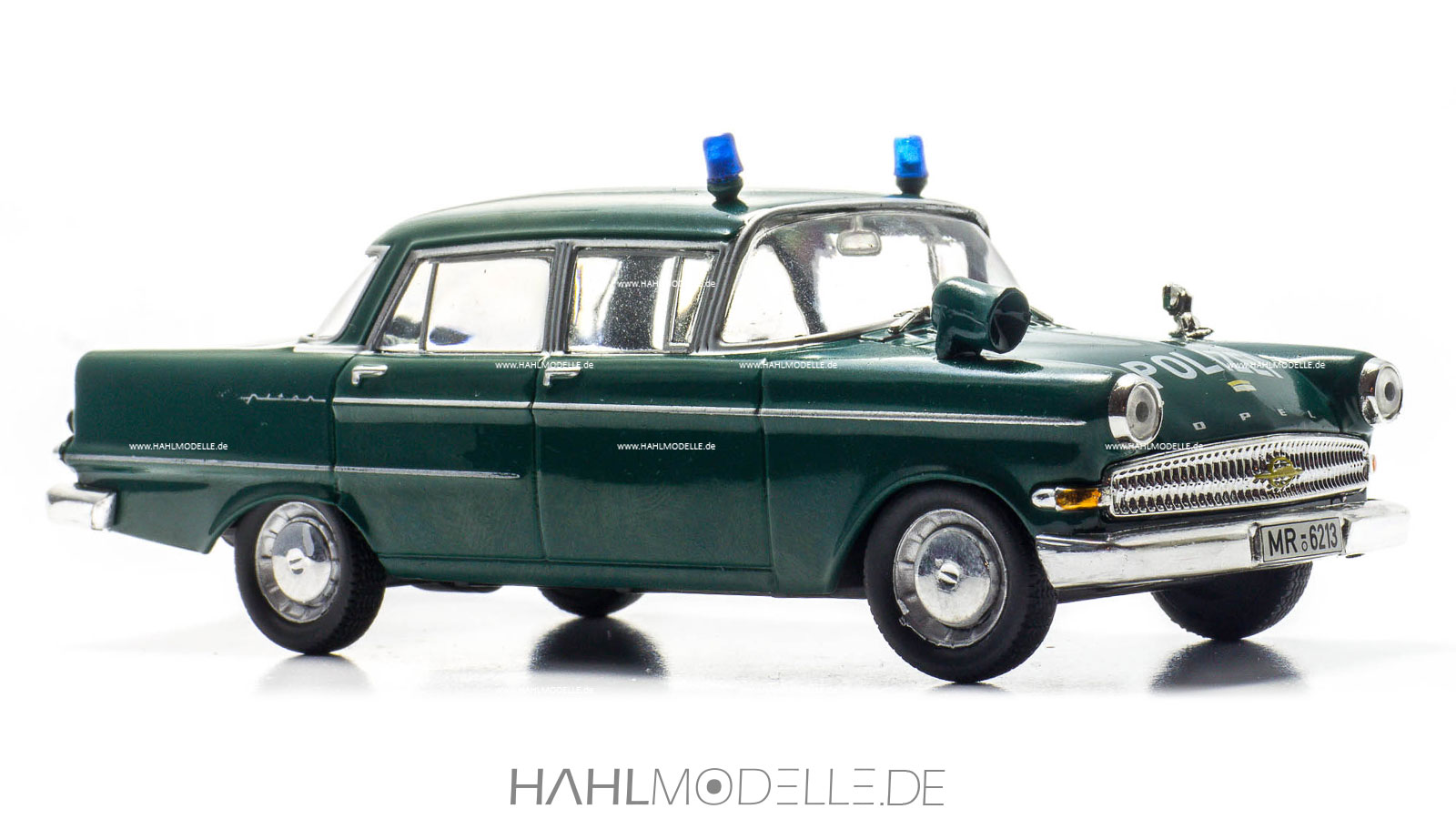 Opel Kapitän P 2,6, Limousine, Polizei, grün, Ixo, hahlmodelle.de