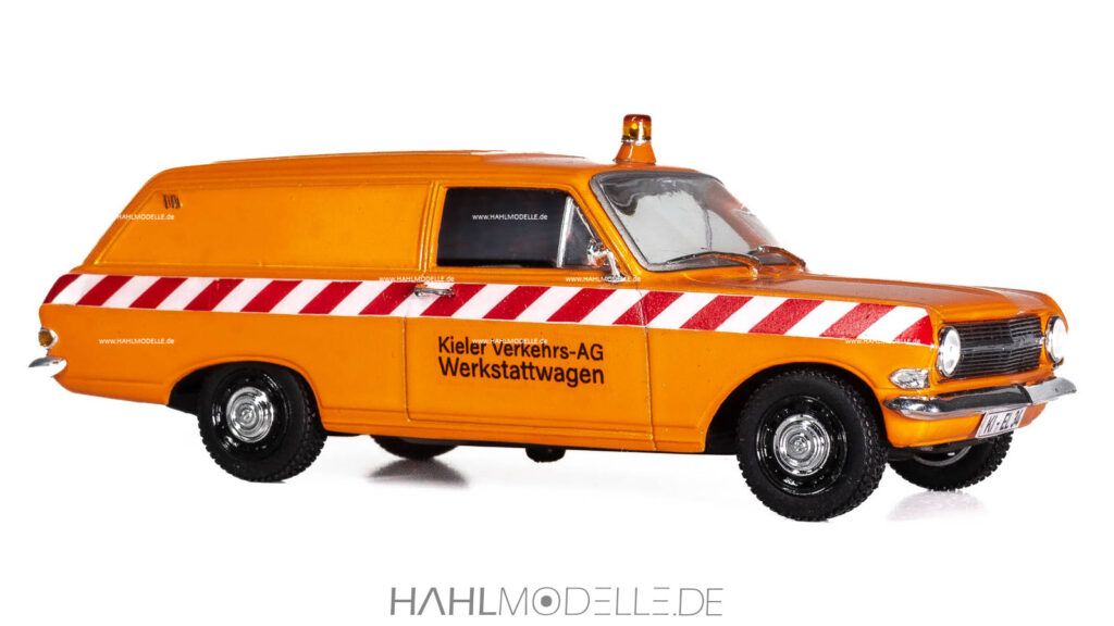 Opel Lieferwagen Rekord A, Kastenwagen, orange, Code-3 (Basis Minichamps), hahlmodelle.de