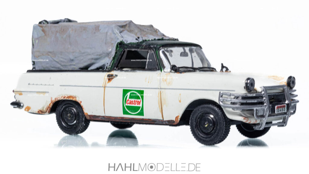 Opel Rekord P2, PickUp, weiß/grün/grau, Code-3 (Basis: Minichamps), hahlmodelle.de