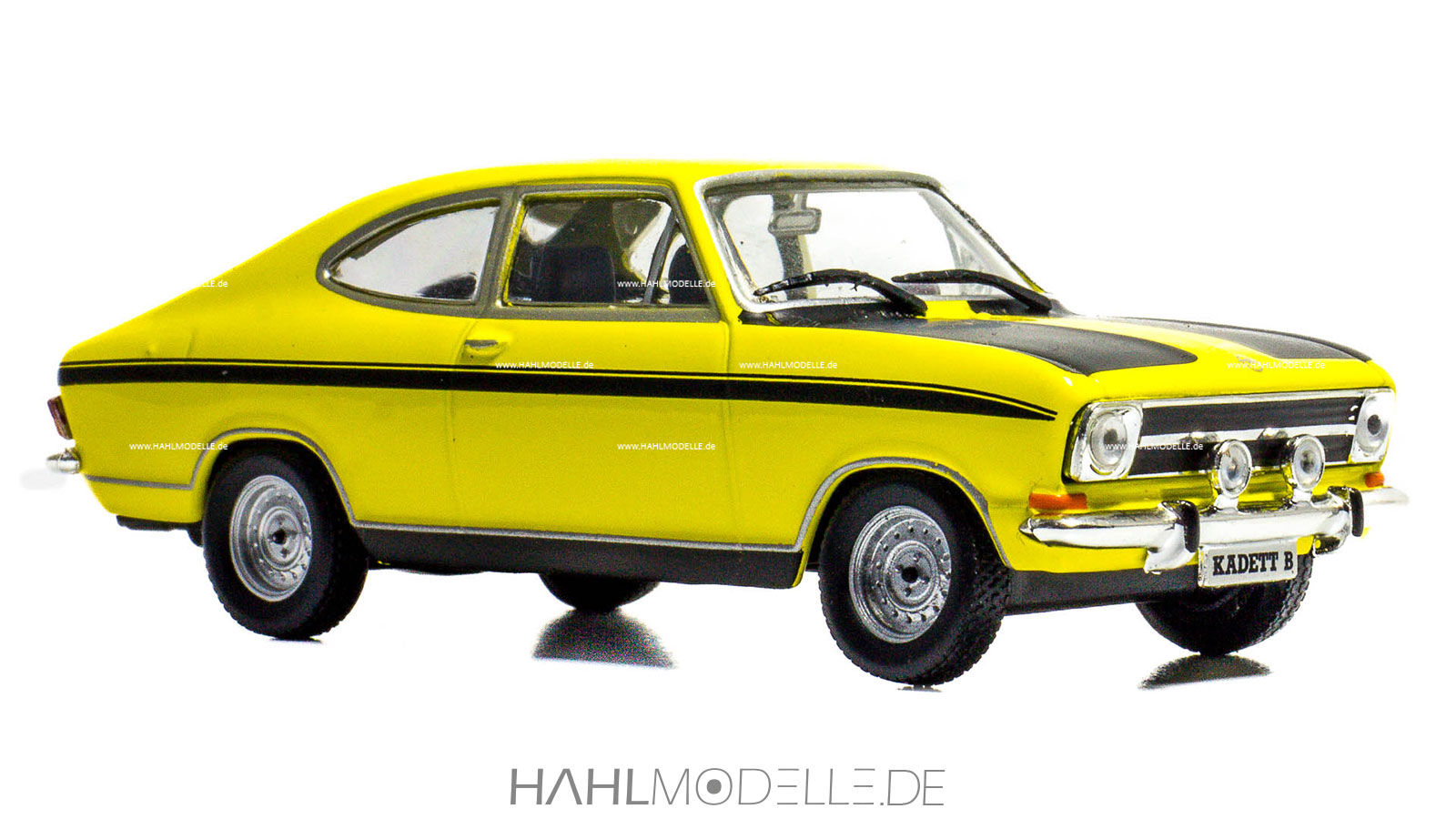 Opel Kadett B, Coupé LS „Rallye“, gelb/schwarz, Ixo, hahlmodelle.de