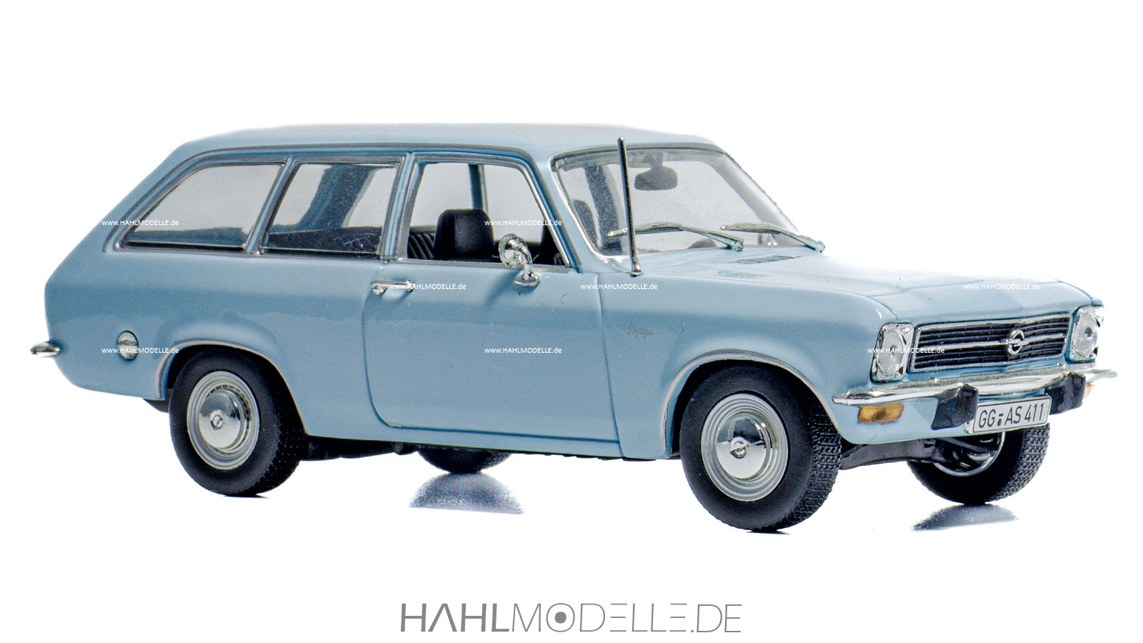 Opel Ascona A Voyage, Kombi, blau, Minichamps, hahlmodelle.de