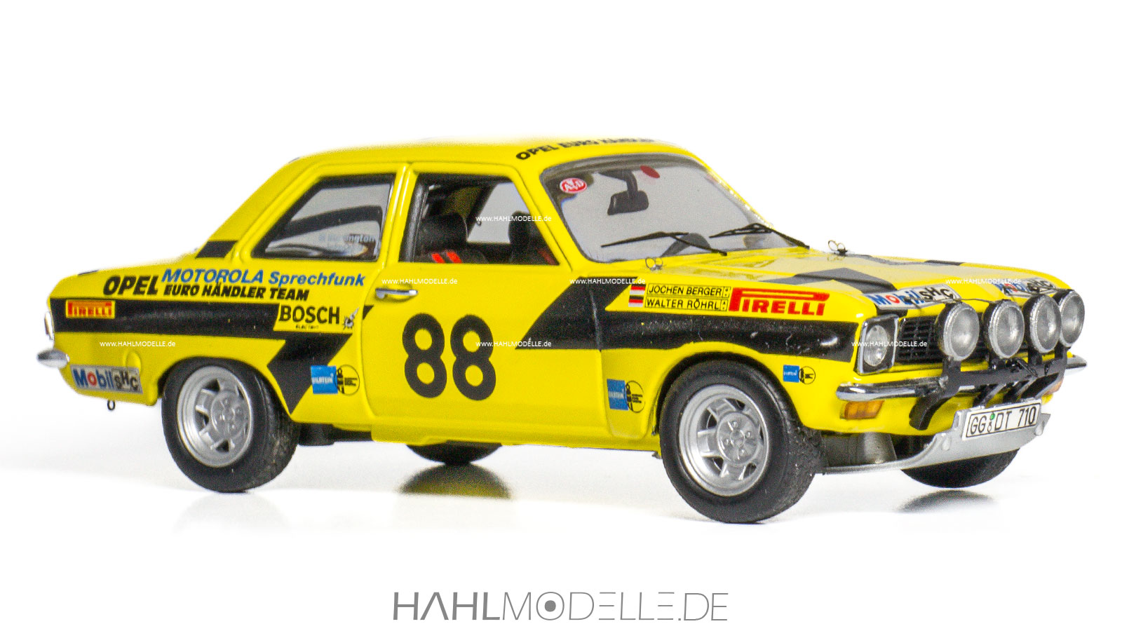 Opel Ascona A, Rallye, Gruppe 4, Limousine (Breitbau), gelb, Schuco, hahlmodelle.de