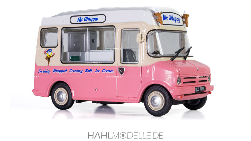 Opel Bedford Blitz Ice Cream Van, Verkaufswagen, pink/weiß, Oxford, hahlmodelle.de