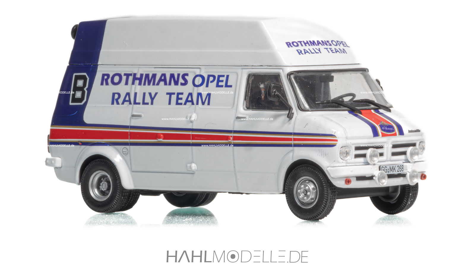 Opel Bedford Blitz Servicewagen, Hochdach-Kastenwagen, weiß/blau, Ixo, hahlmodelle.de