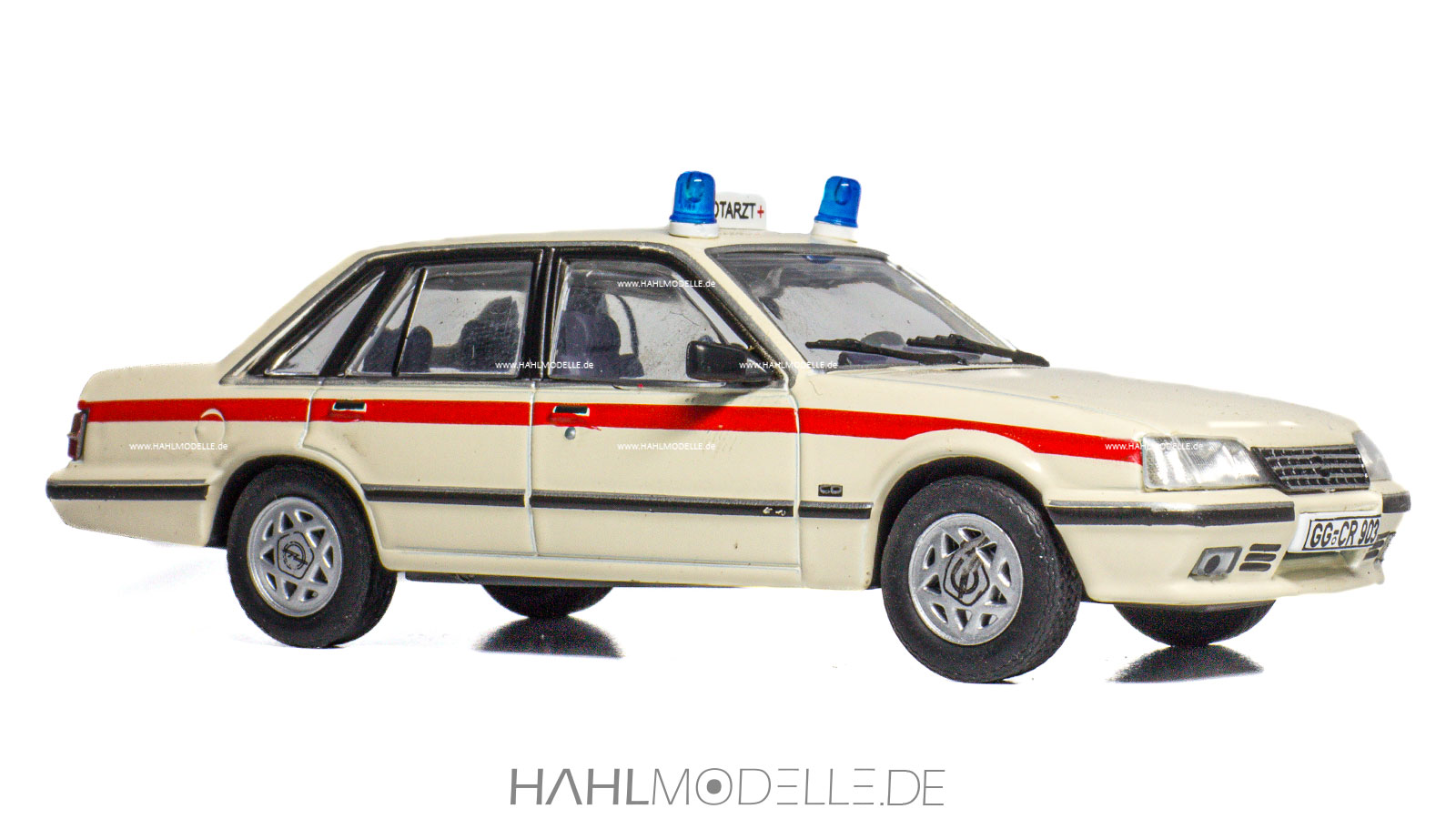 Opel Senator A2, Limousine, Notarzt, weiß/rot, Ixo, hahlmodelle.de