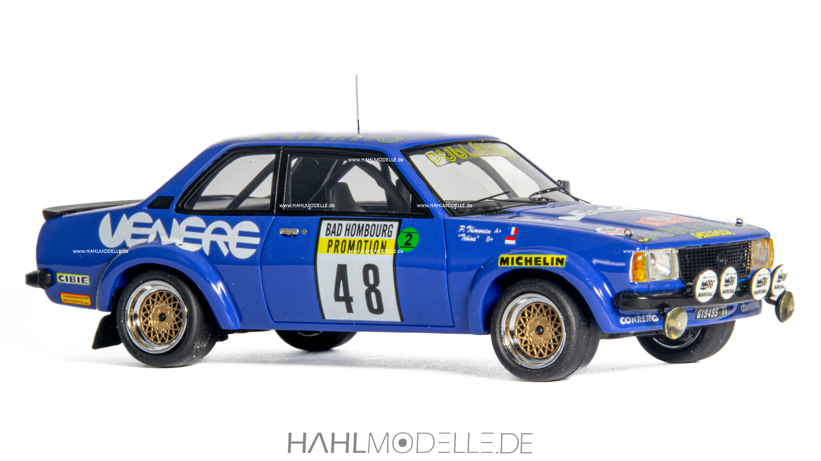 Opel Ascona B 400 Rallye, Limousine, blau, Neo Scale Models, hahlmodelle.de