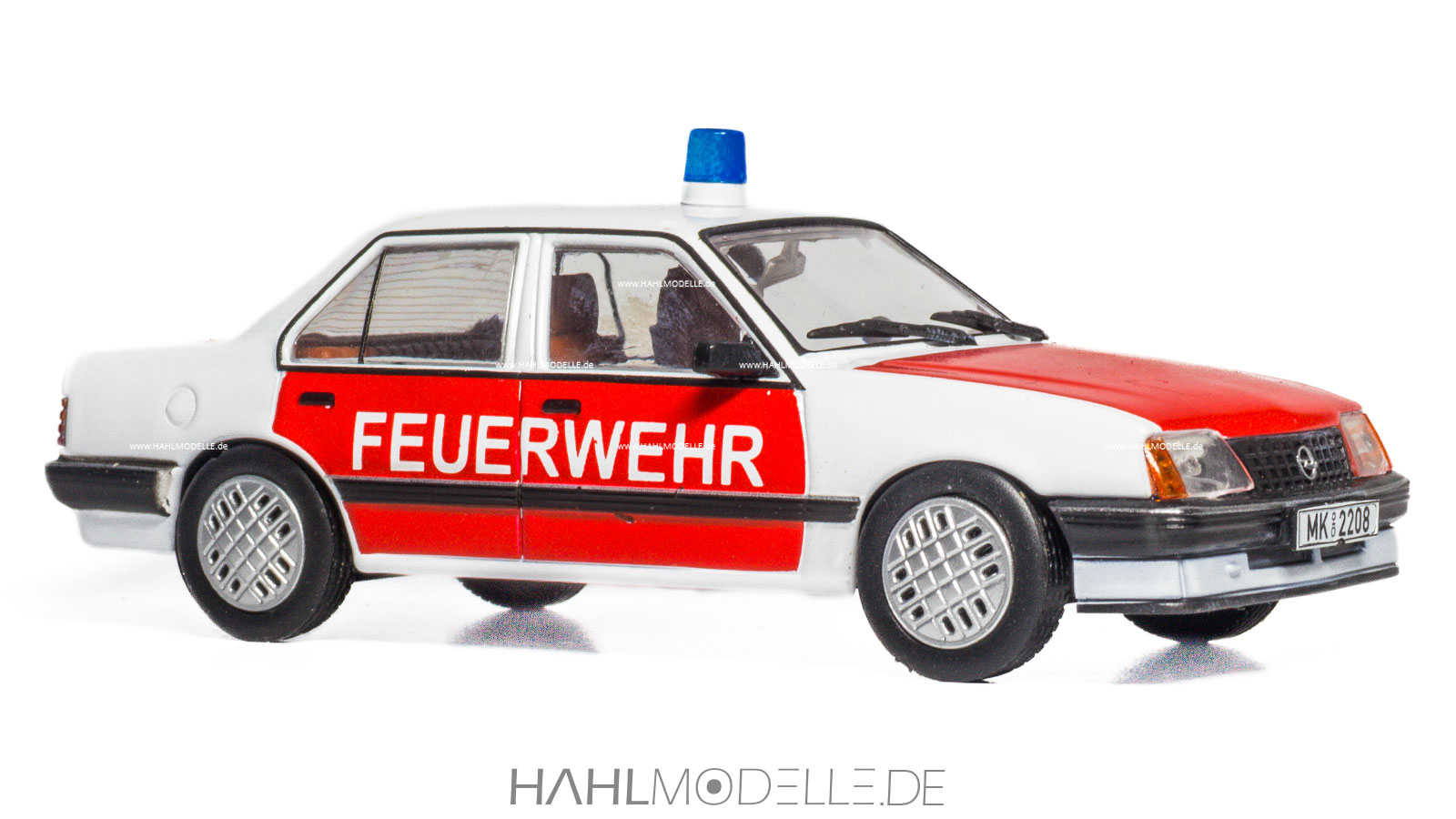 Opel Ascona C (C2), Feuerwehr, Limousine Stufenheck, weiß/rot, Ixo, hahlmodelle.de