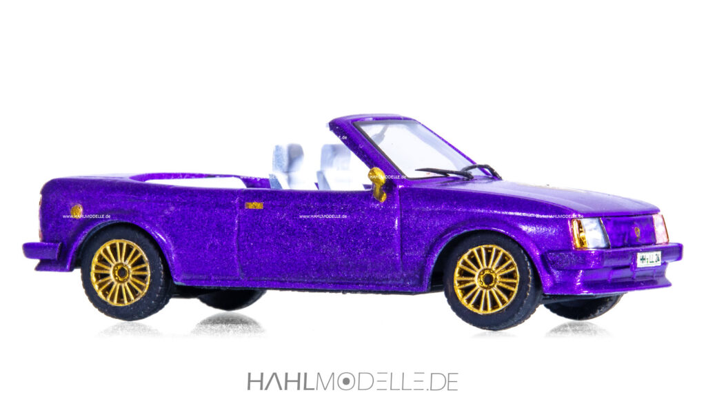 Opel Kadett D, Baumgärtner, Cabriolet, lila/gold, Code-3 (Basis: Ixo), hahlmodelle.de