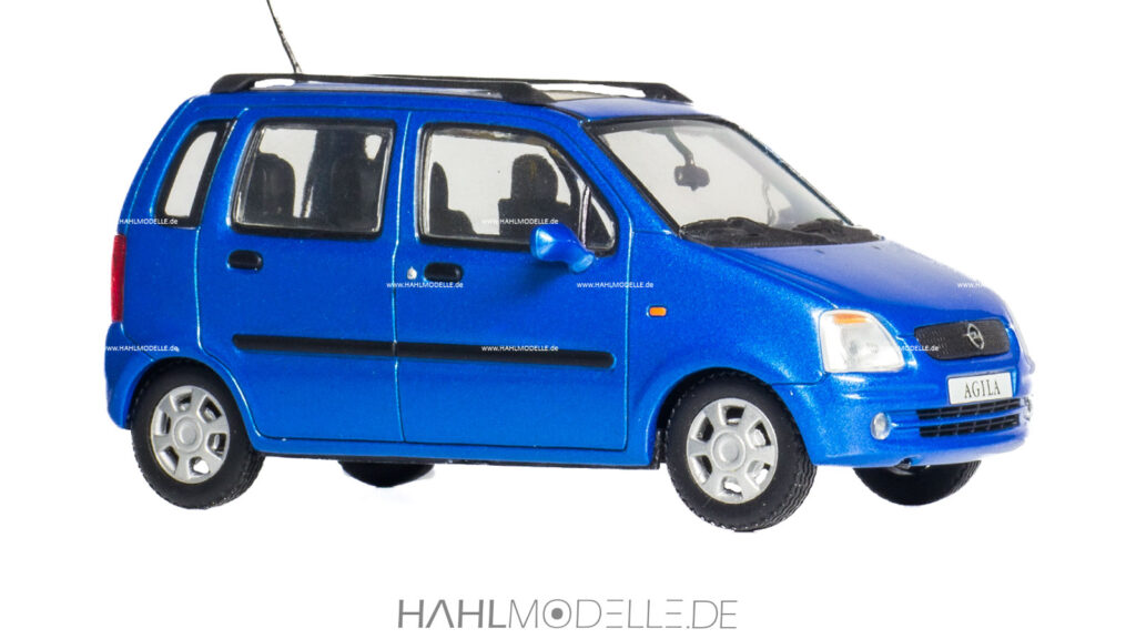 Opel Agila A, MicroVan, blau, Minichamps, hahlmodelle.de