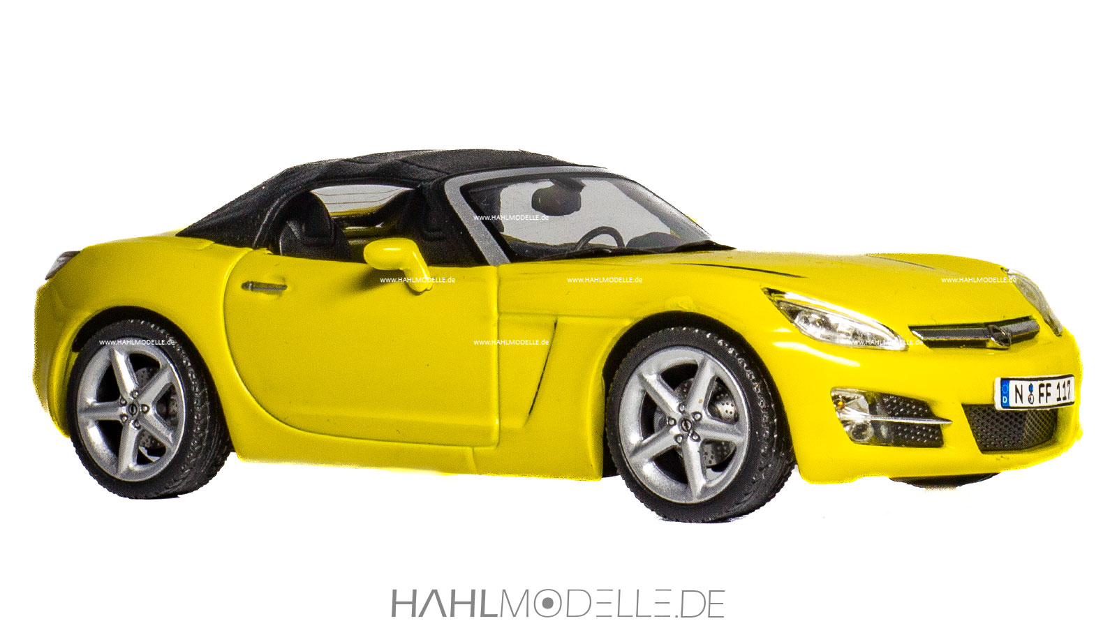 Opel GT (2007), Roadster (geschlossen), gelb/schwarz, Schuco, hahlmodelle.de