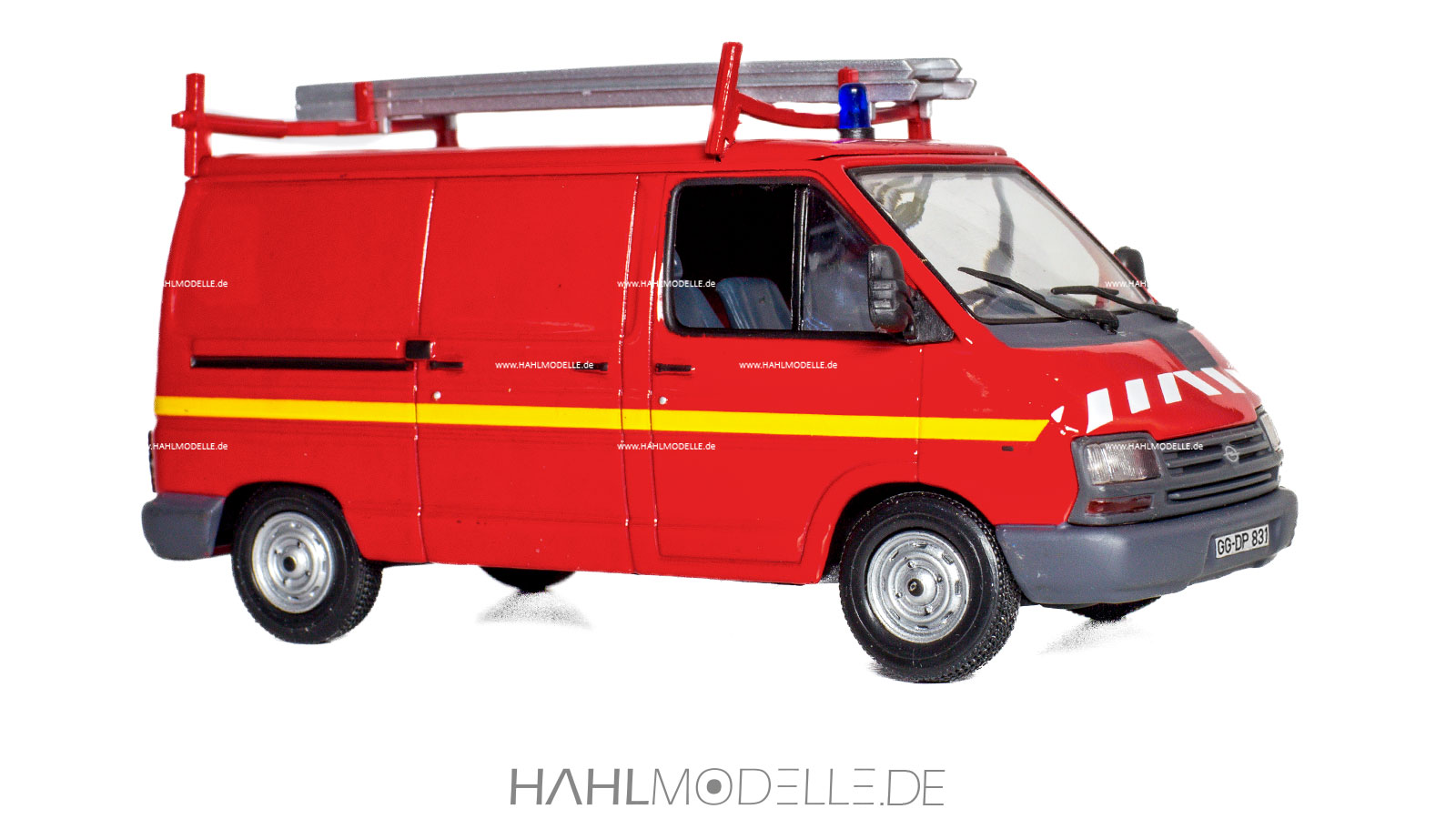 Opel Arena, Kastenwagen, Feuerwehr, rot, Norev, hahlmodelle.de