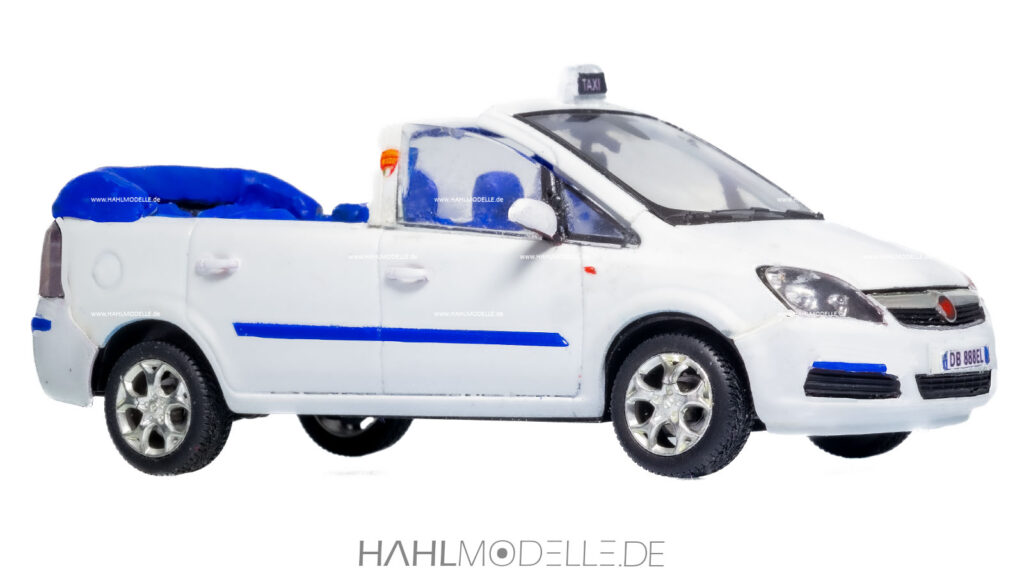 Opel Zafira B (Vernagallo), Cabriolet-Van, weiß/blau, Code-3 (Basis: Minichamps), hahlmodelle.de