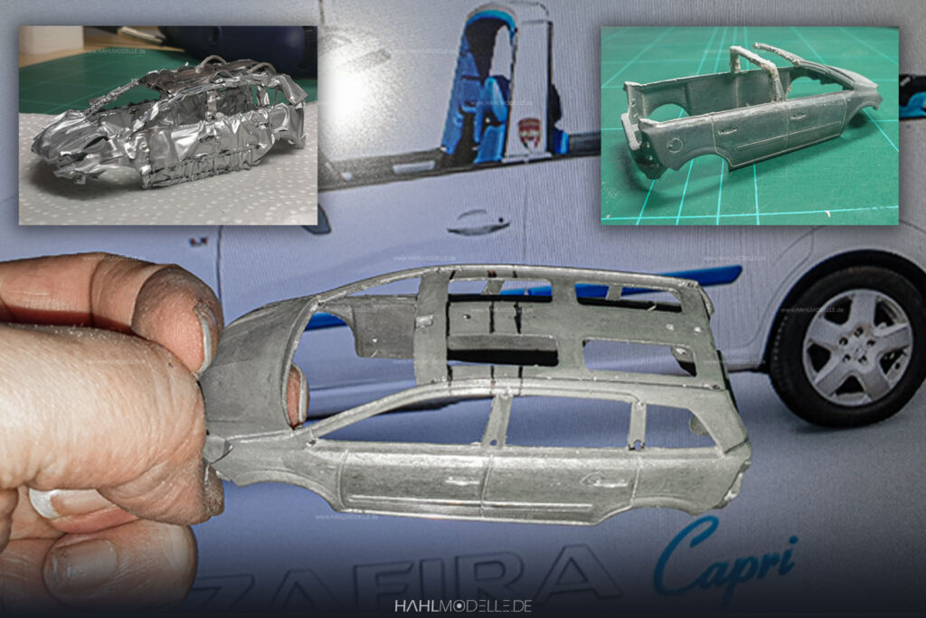 Opel Zafira B „Capri“ (Vernagallo), Cabriolet, weiß/blau, Code-3 (Basis: Minichamps), hahlmodelle.de