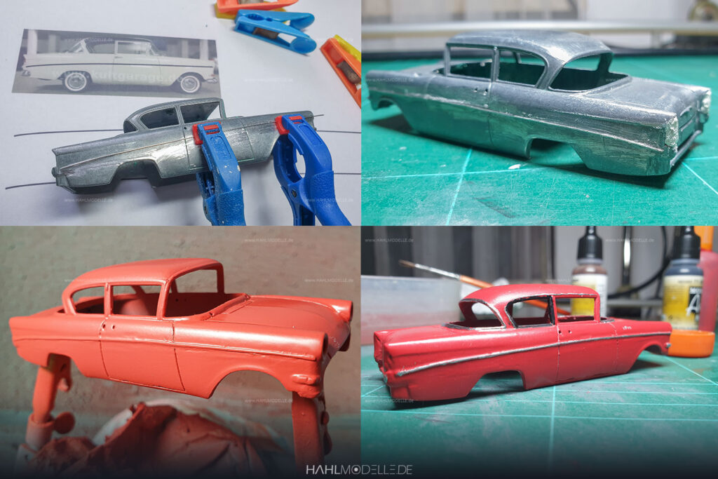 Opel Rekord 1200, Limousine, rot, Code-3 (Basis: Minichamps), hahlmodelle.de