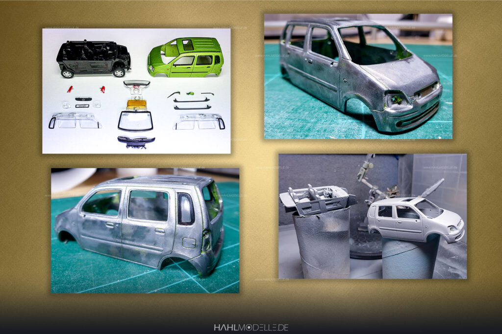 Opel Agila A „NjOY“, MicroVan, silber/gold, Code-3 (Basis: Minichamps), hahlmodelle.de