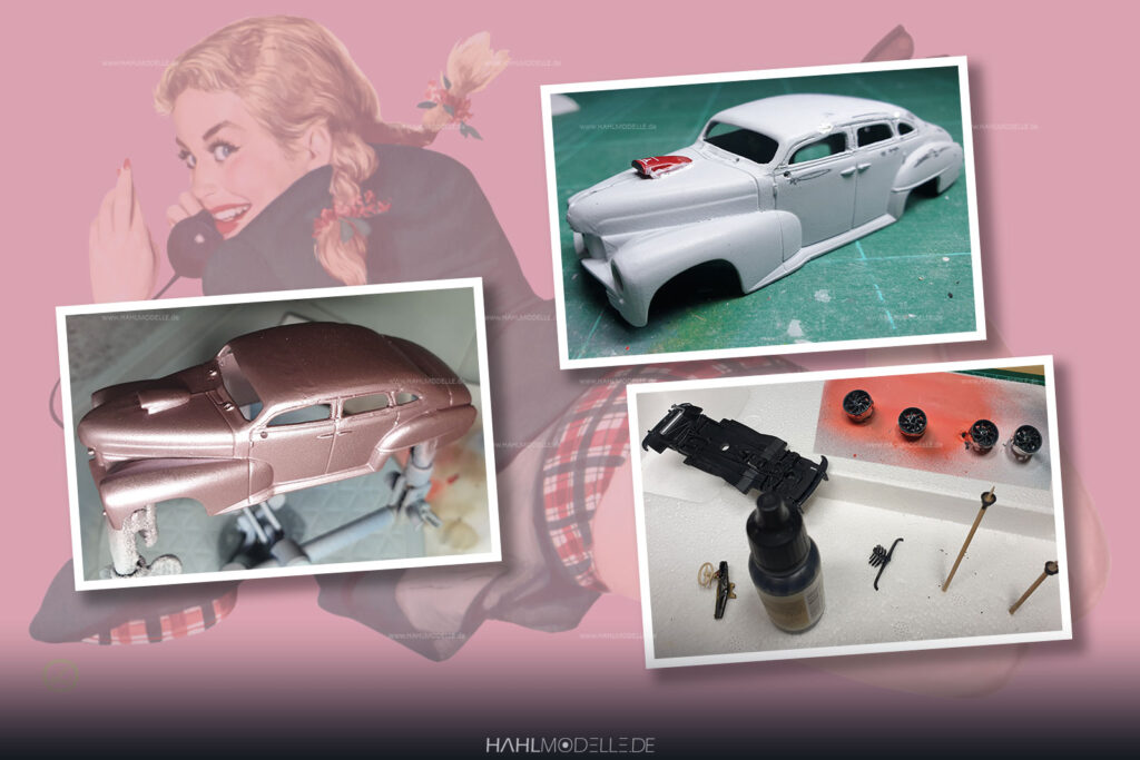 Opel Kapitän 1951, Limousine TopChop, pink, Code-3 (Basis: Minichamps), hahlmodelle.de