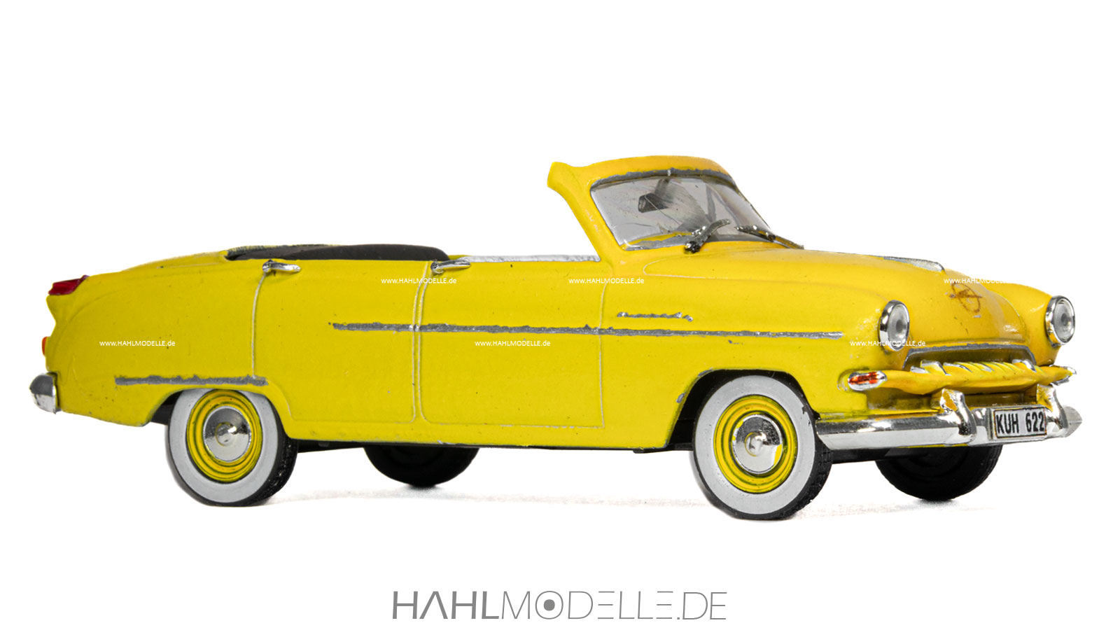 Opel Kapitän 1954, Cabriolet, gelb, Code-3 (Basis: Ixo), hahlmodelle.de