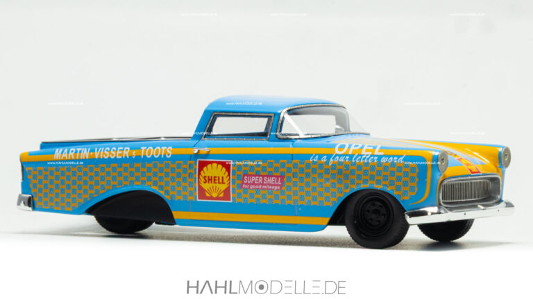 Opel Olympia Rekord P1, PickUp, blau/gelb, Brausi, hahlmodelle.de