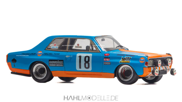 Opel Commodore A, Limousine, Team Transeurop Racing/Gulf, 24h Spa 1971, blau/orange, Provence Moulage, hahlmodelle.de